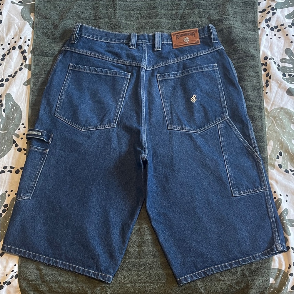 Rocawear 2000 Carpenter Denim Shorts Size 36 In Medium Dark Blue
